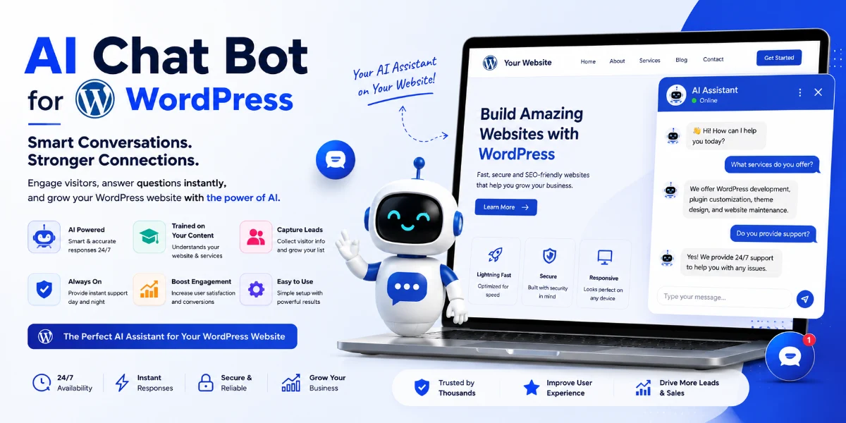 AI Chat Boat, ChatGPT on Web, AI Assistance, AI Assistant, Chat bot, wordpress Chatbot,