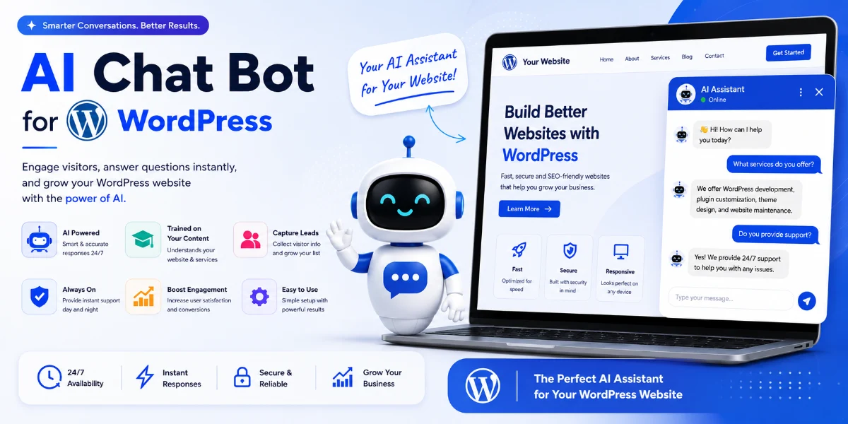 AI Chat Boat, ChatGPT on Web, AI Assistance, AI Assistant, Chat bot, wordpress Chatbot,